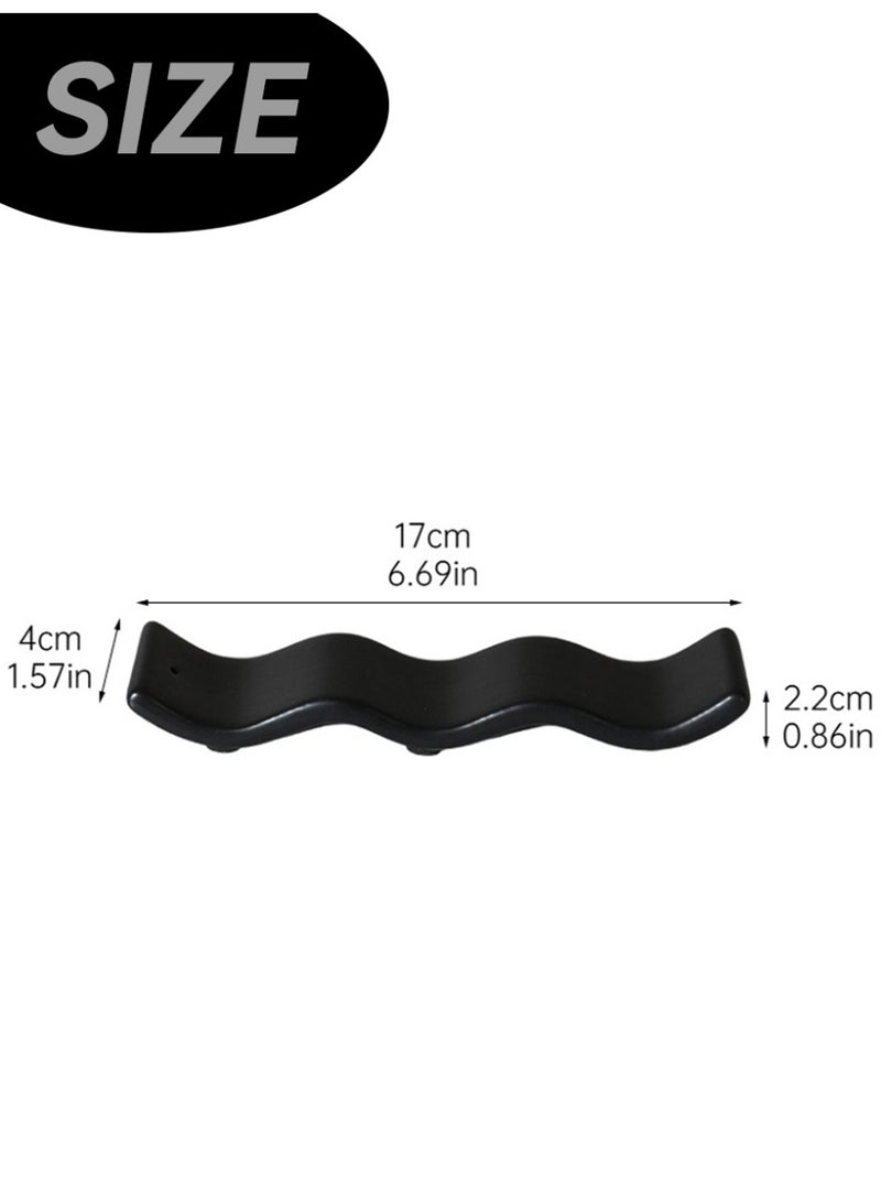 Aromancy Wabi-Sabi Black Ceramic Incense Holder for Sticks, Modern Wave-Shaped Ash Catcher, 17cm Long, Zen Home Decor for Meditation, Yoga, and Arabic Oud Incense - Image 2