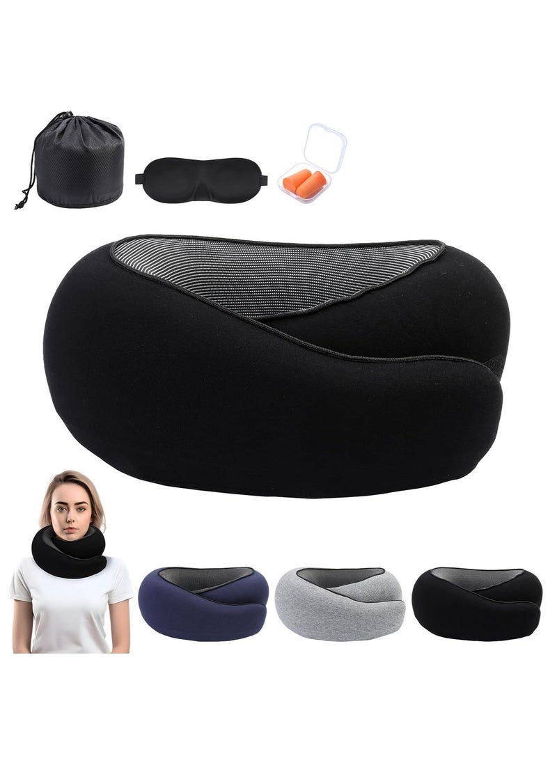 Arabest Travel Neck Pillow, Memory Foam Neck Pillow, Airplane Travel Neck Pillow, 360 Degree Comfort and Breath Neck Pillow, Stowable U-Shaped Pillow with 3D Eye Mask and Soft Foam Earplugs - Image 1