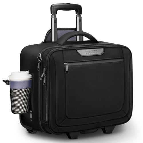 Ytonet Rolling Laptop Bag, Rolling Briefcase for Men Women with Cup Holder, 17.3'' Carry On Water Resistant Laptop Bag with Wheels, Overnight Roller Computer Bag for Work Travel Business College - Image 1