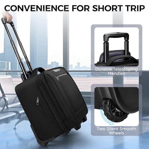 Ytonet Rolling Laptop Bag, Rolling Briefcase for Men Women with Cup Holder, 17.3'' Carry On Water Resistant Laptop Bag with Wheels, Overnight Roller Computer Bag for Work Travel Business College - Image 5