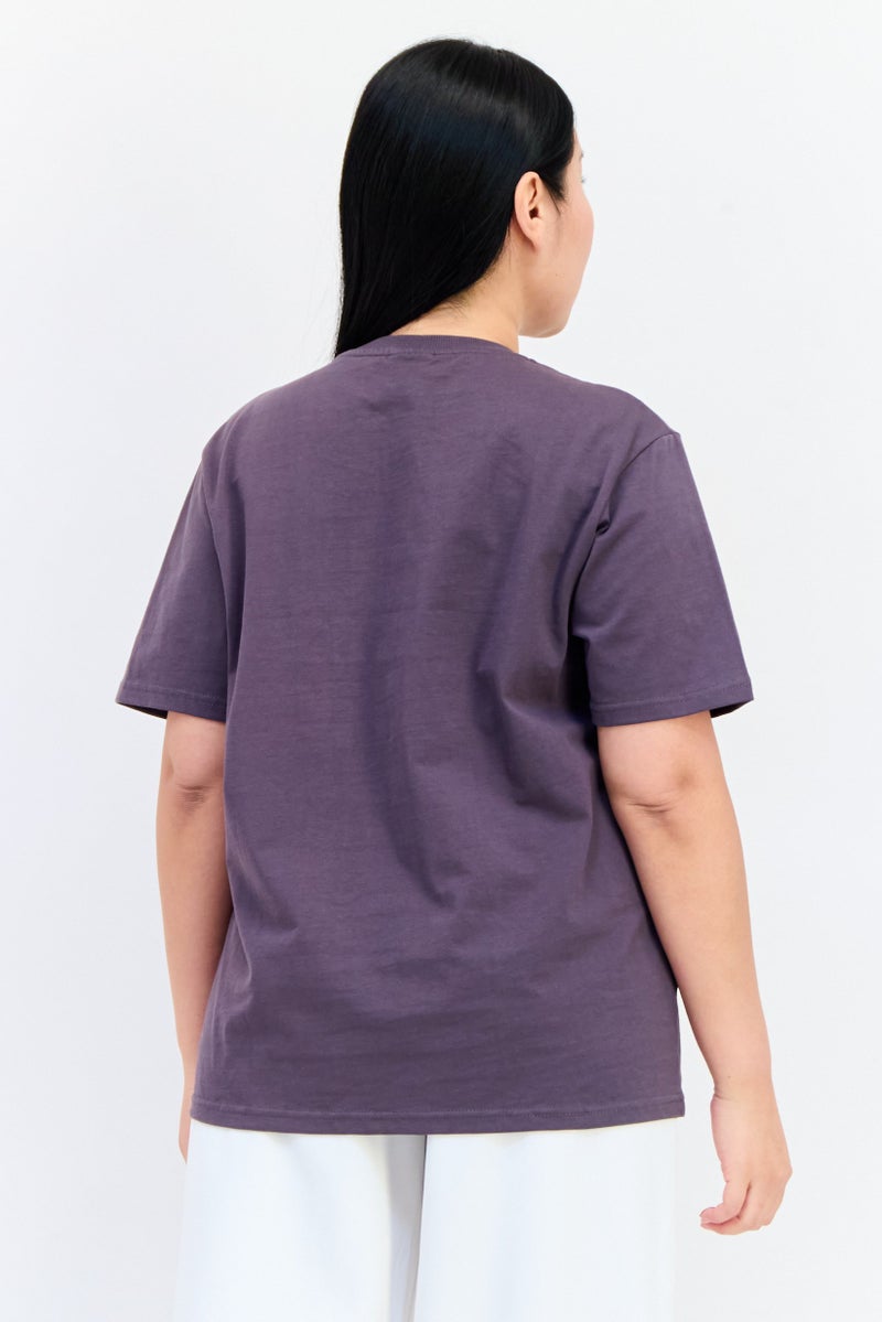 Marilyn Monroe Women Crew Neck Short Sleeves Graphic Print T-Shirt, Purple - Image 3