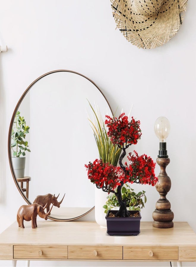 HANABASS Artificial Bonsai Tree Fake Blossom Faux Potted Plant Realistic Red Fake Plant for Indoor Outdoor Garden Home Office Decor Decor Wedding Centerpiece - Image 5