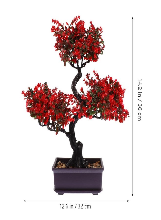 HANABASS Artificial Bonsai Tree Fake Blossom Faux Potted Plant Realistic Red Fake Plant for Indoor Outdoor Garden Home Office Decor Decor Wedding Centerpiece - Image 2