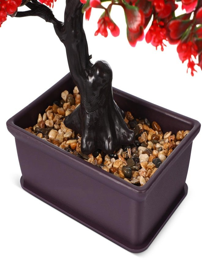 HANABASS Artificial Bonsai Tree Fake Blossom Faux Potted Plant Realistic Red Fake Plant for Indoor Outdoor Garden Home Office Decor Decor Wedding Centerpiece - Image 4
