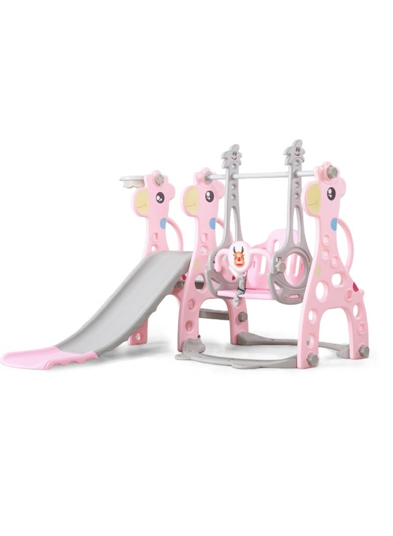 XiuWoo 4 in 1 Toddler Slide and Swing Set, Freestanding Slides Kids Climber Slide Playset with Basketball Hoop , Extra Long Slide, Children Toy Game for Indoor Outdoor Playground Backyard  - Image 1