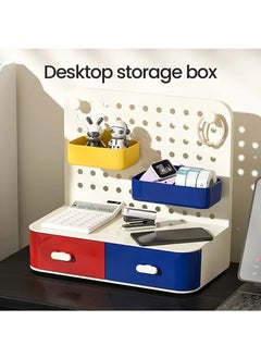 Arabest Modern Bauhaus-Inspired Desk Organizer with Dual Drawers & Pegboard - DIY Customizable Storage Rack, Large Capacity for Office, Vanity, Nightstand - Versatile Countertop Decor  - Image 4