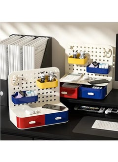 Arabest Modern Bauhaus-Inspired Desk Organizer with Dual Drawers & Pegboard - DIY Customizable Storage Rack, Large Capacity for Office, Vanity, Nightstand - Versatile Countertop Decor  - Image 2