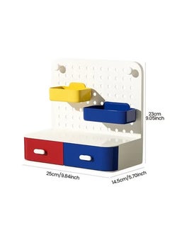 Arabest Modern Bauhaus-Inspired Desk Organizer with Dual Drawers & Pegboard - DIY Customizable Storage Rack, Large Capacity for Office, Vanity, Nightstand - Versatile Countertop Decor  - Image 3