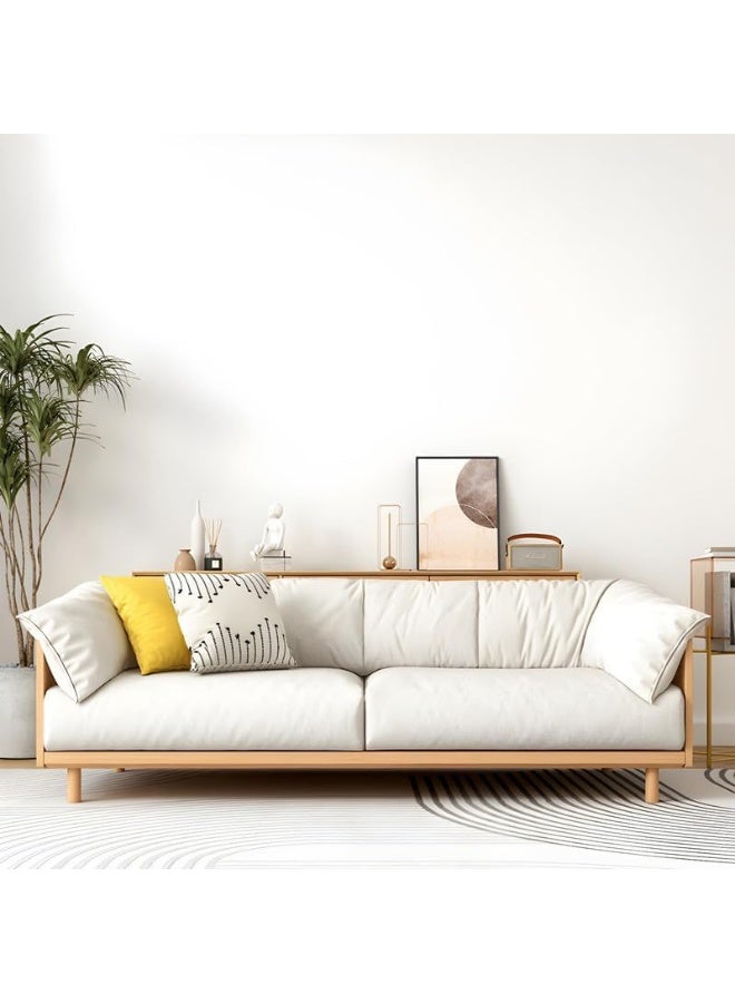 Comfynest Scandinavian Tuxedo Arm Settee Cotton Blend Standard Sofa with Wooden Legs