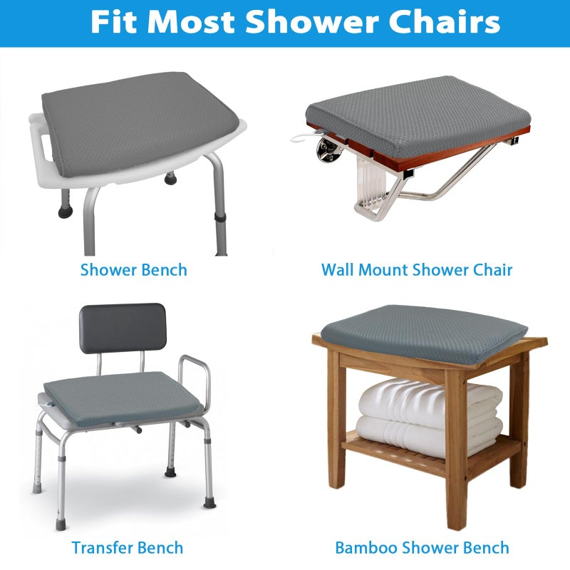 AEROiVi Shower Seat Cushion, Shower Chair Cushion for Transfer Benches in Bathtub, Cushion for Sauna, 3D Mesh Pad with Hook, Slip-Resistant, Design for Elderly, Senior, Handicap Disabled - Image 4
