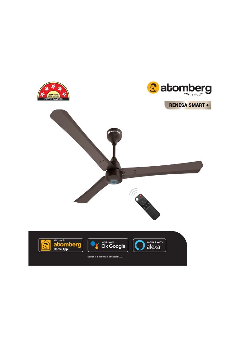 Generic - atomberg Renesa Smart+ 1200mm BLDC Ceiling Fan with IoT & Remote | Energy Efficient Ceiling Fan | High Air Delivery with LED Indicators (Earth Brown) - Image 1