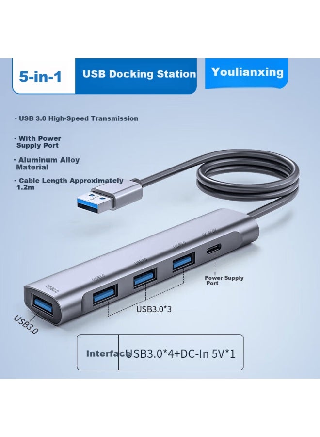 Union Star Youlianxing Usb 3.0 Docking Station Splitter 1-to-4 1.2m High-speed 4-port Expansion Hub Desktop Pc Extension Cable Ylx-515hap - Image 1