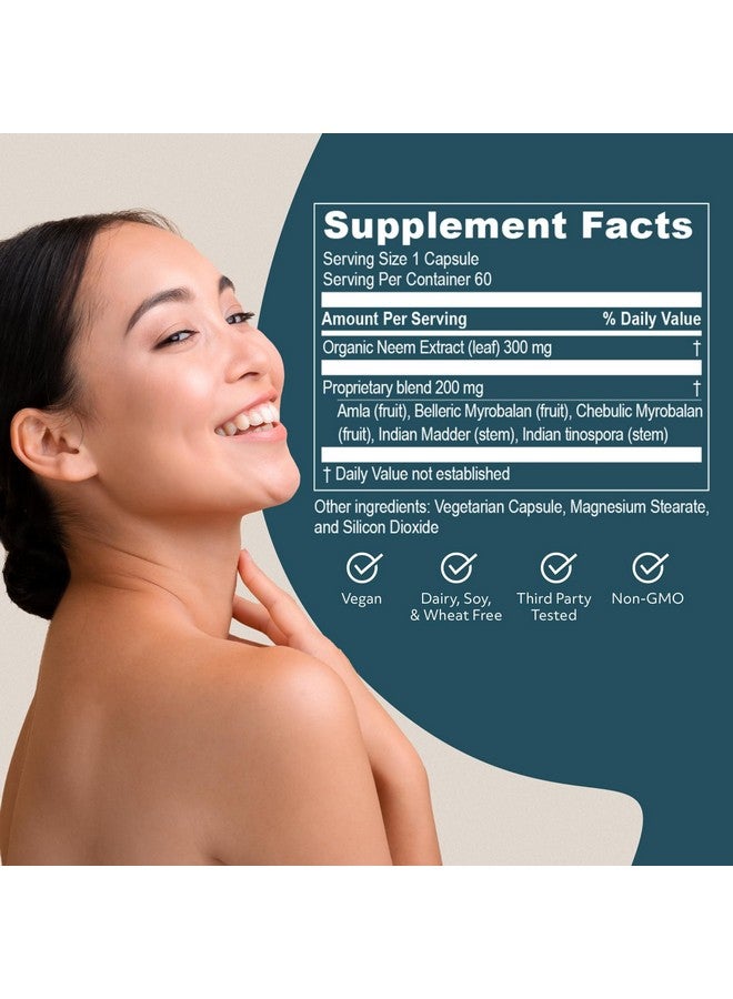 R-U VED ruved SkinTrio - Neem Pills, Neem Supplement, Neem Capsules with Organic Neem Extract & Amla for Acne, Clear Skin Supplement - 60 Vegetarian Capsules (1 Count) - Image 3