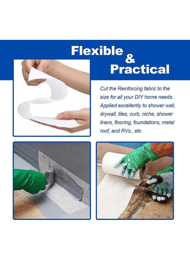 Yaxtida 2 Pack 4 Inches x 164 Feet Waterproofing Membrane Anti Fracture Fabric, Reinforcing Water Barrier Drywall Mesh Tape, Liquid Waterproof Membrane Fiberglass Tape for Shower Wall,Seam - Image 4