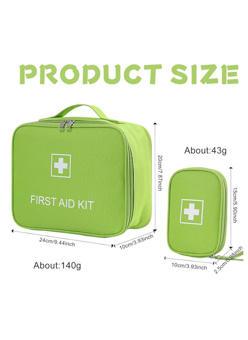 Generic First Aid Kit Bags, 2 Pieces First Aid Bag Empty, Portable Travel Empty Medicine Bags, Medicine Storage Bag, Medical Bag for Emergencies, Medicine Pouch for Outdoor Camping Travel Work Bags (Green) - Image 2