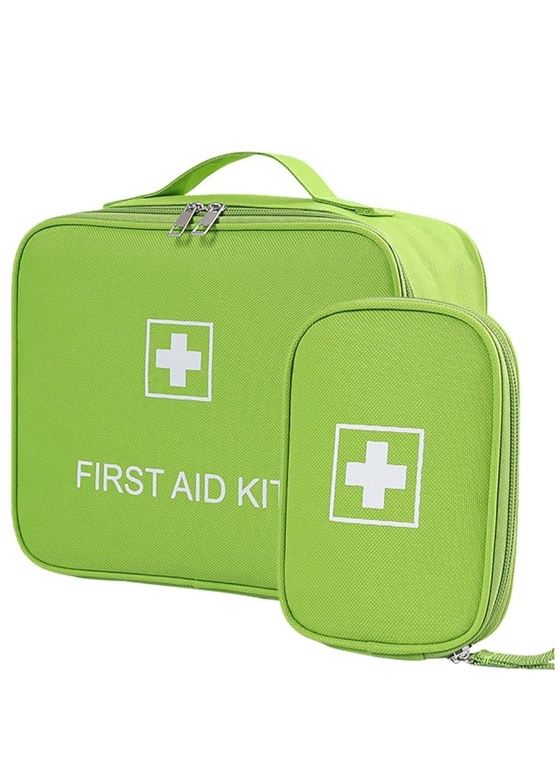 Generic First Aid Kit Bags, 2 Pieces First Aid Bag Empty, Portable Travel Empty Medicine Bags, Medicine Storage Bag, Medical Bag for Emergencies, Medicine Pouch for Outdoor Camping Travel Work Bags (Green) - Image 1