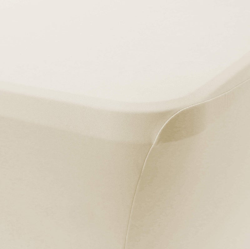 Obstal Obstal 4Ft Stretch Spandex Table Cover for Standard Folding Tables - 2 Pack Universal Rectangular Fitted Tablecloth for Party  Banquet  Events  Trade Show (Cream  48L x 24W x 30H Inches)  - Image 2