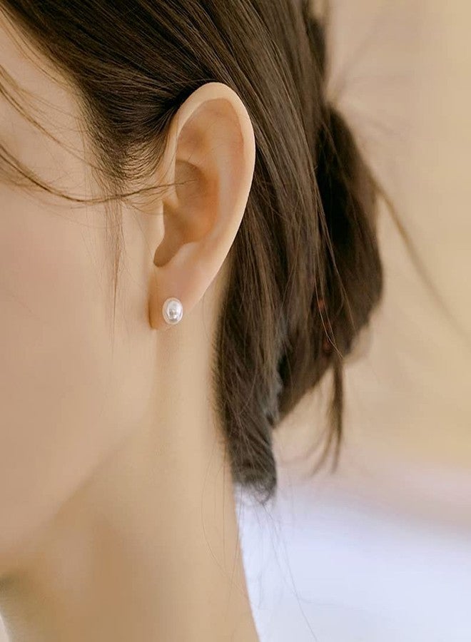 FORUBUS Faux Pearl Stud Earrings Set, 10 Pairs/3 Pairs Options in 4mm–10mm Sizes, Classic Hypoallergenic Jewelry for Women, S925 Post-10mm - Image 5