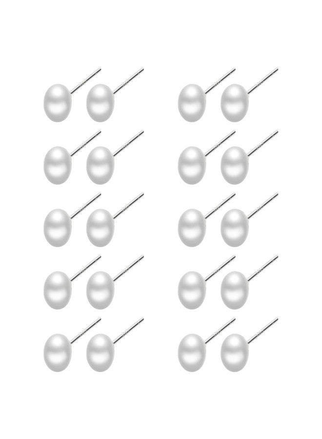 FORUBUS Faux Pearl Stud Earrings Set, 10 Pairs/3 Pairs Options in 4mm–10mm Sizes, Classic Hypoallergenic Jewelry for Women, S925 Post-10mm - Image 1