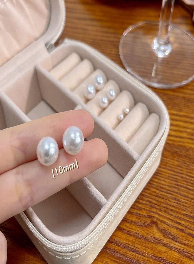 FORUBUS Faux Pearl Stud Earrings Set, 10 Pairs/3 Pairs Options in 4mm–10mm Sizes, Classic Hypoallergenic Jewelry for Women, S925 Post-10mm - Image 2