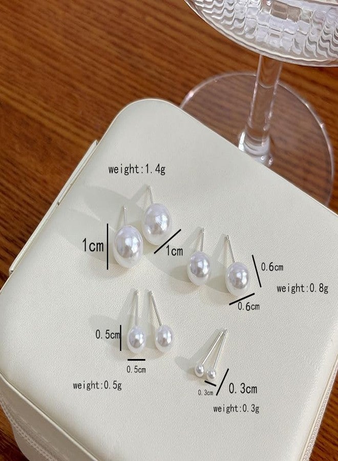 FORUBUS Faux Pearl Stud Earrings Set, 10 Pairs/3 Pairs Options in 4mm–10mm Sizes, Classic Hypoallergenic Jewelry for Women, S925 Post-10mm - Image 4