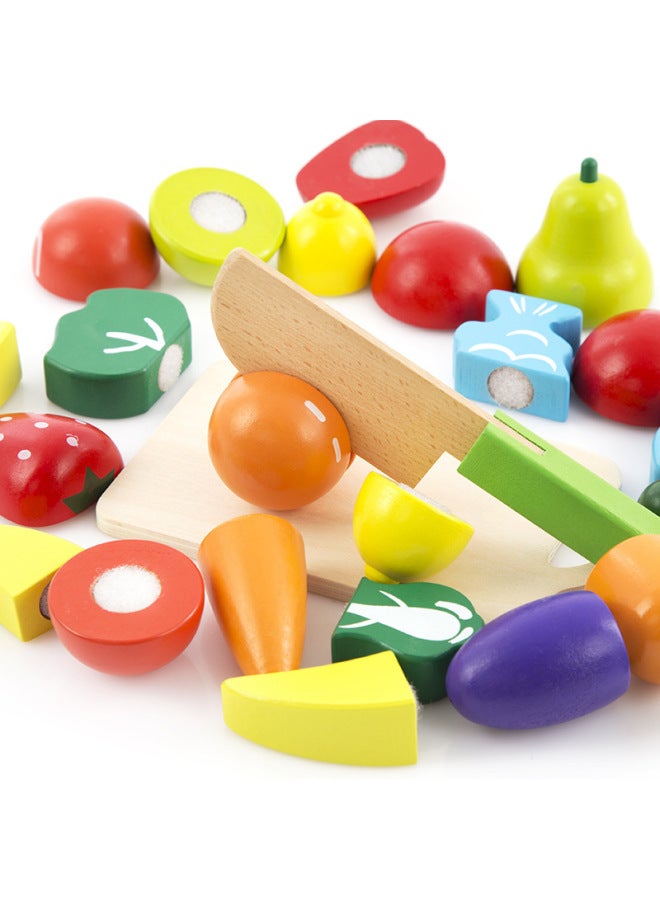 Children's Early Education Play House Velcro Wooden Fruit And Vegetable Cutting And Watching Music Barrel Baby Educational Toys-Color:Bucket Fruit Cut To See - Image 5