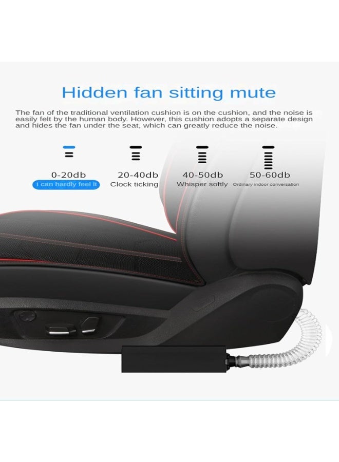 وسادة تبريد مقعد السيارة الصيفية 12 فولت مروحة تهوية الوسادة غطاء تبريد المقعد لمكيف السيارة للسائق، أزرق - Image 2