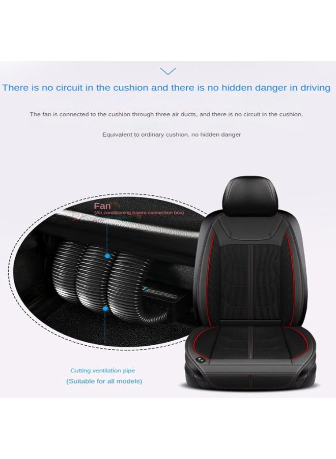 وسادة تبريد مقعد السيارة الصيفية 12 فولت مروحة تهوية الوسادة غطاء تبريد المقعد لمكيف السيارة للسائق، أزرق - Image 5