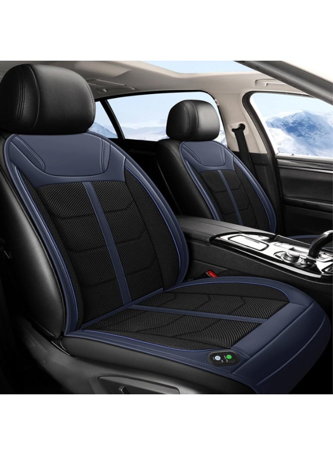 وسادة تبريد مقعد السيارة الصيفية 12 فولت مروحة تهوية الوسادة غطاء تبريد المقعد لمكيف السيارة للسائق، أزرق - Image 1