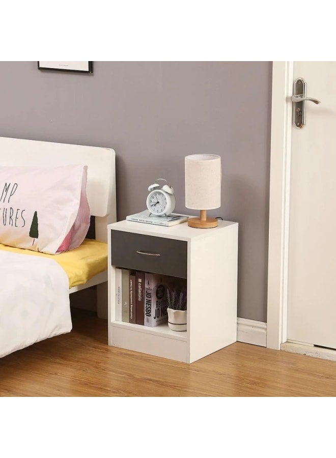 ريترو كومود مودرن 40سم – أبيض×رمادي - Image 1