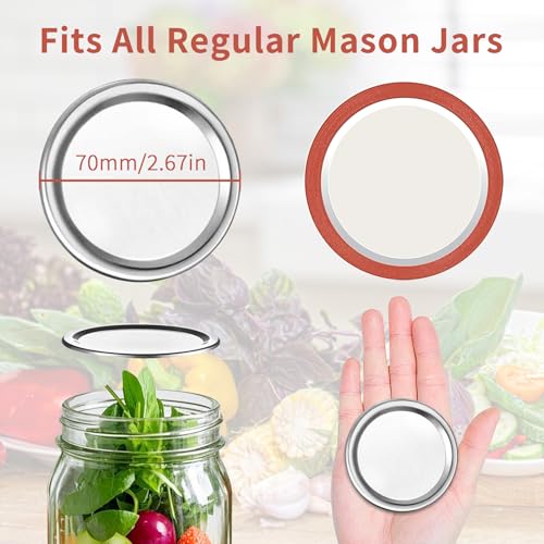 Aliggbent 160 Pcs Regular Mouth Canning Lids 70MM Airtight Split-Type Lids for Mason Jars Regular Mouth, Leakproof Bulk Canning Jar Lids for Food, Jam, Fruits & DIY Decor - Image 2