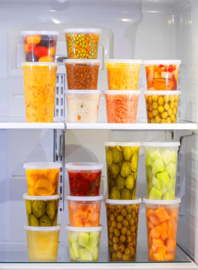 Munfix 48 Pack Plastic Deli Containers with Lids (16, 32 oz 24 Each) - Food Storage Containers with Lids - Clear Disposable Meal Prep Containers, BPA Free, Stackable, Leakproof, Microwave and Freezer Safe - Image 4