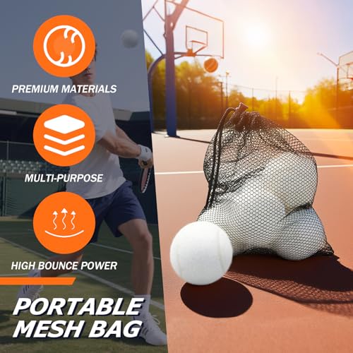Bac-kitchen Tennis Balls, 6 Pack High Elasticity Practice Tennis Balls with Mesh Bag, Ideal for Beginner, Exercise Playing Balls for Pet Dog (White) - Image 4