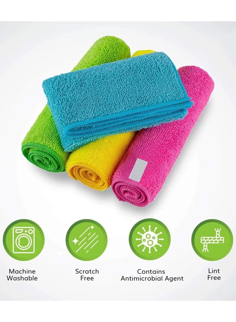 ركسو طقم مناشف مايكروفايبر متعددة الألوان للمطبخ | 3 قطع × 30×30 سم قماش لتنظيف أسطح الزجاج - Image 1