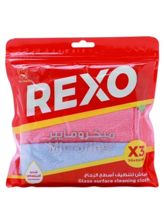 ركسو طقم مناشف مايكروفايبر متعددة الألوان للمطبخ | 3 قطع × 30×30 سم قماش لتنظيف أسطح الزجاج - Image 2