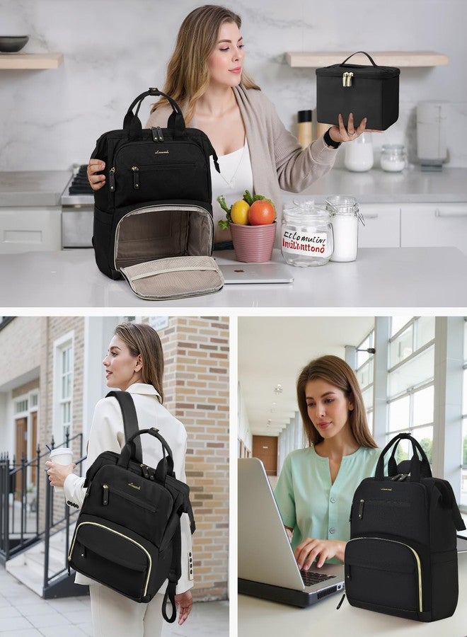 LOVEVOOK Lunch Backpack for Women, Laptop Bag with Insulated Cooler Lunch Box, Teacher Nurse Work Backpack for Camping Picnic, Black, 15.6 Inch, Modern - Image 5