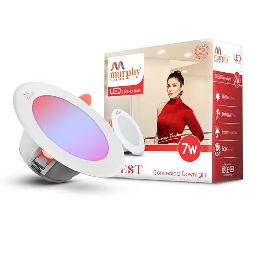 Murphy Crest Premium 7W 3-in-1 LED Concealed Down Light |Red, Blue & Pink | Switch Controlled Color Changing | Modern False Ceiling Lighting | 2-Year Warranty | Pack of 1 - Image 1