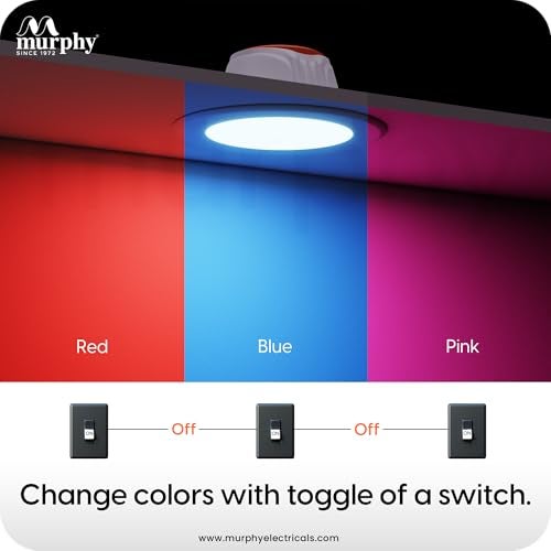Murphy Crest Premium 7W 3-in-1 LED Concealed Down Light |Red, Blue & Pink | Switch Controlled Color Changing | Modern False Ceiling Lighting | 2-Year Warranty | Pack of 1 - Image 5