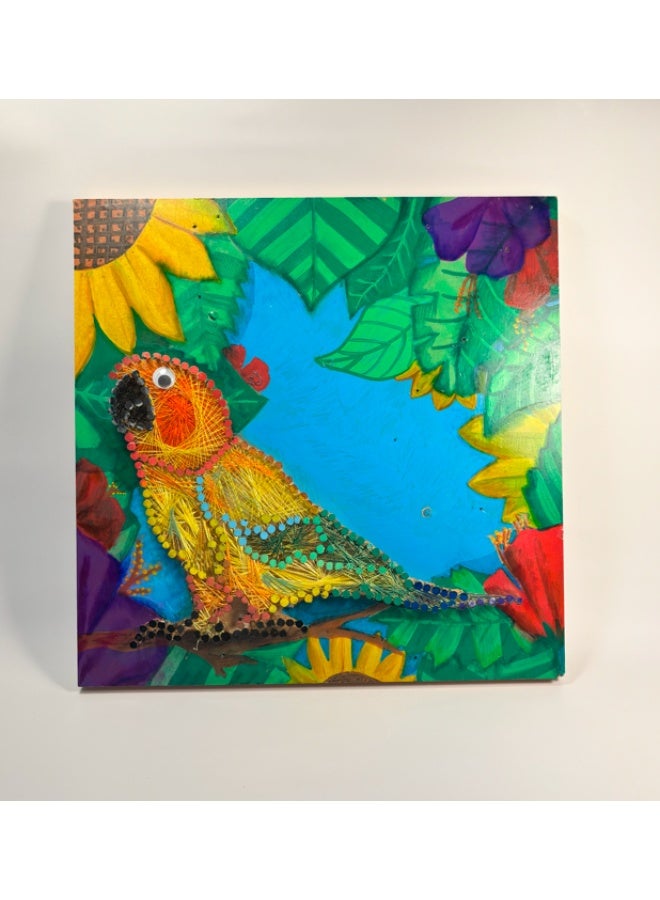Weaves & Trinkets Handmade String Art Wall Decor – Conure Bird - Image 1