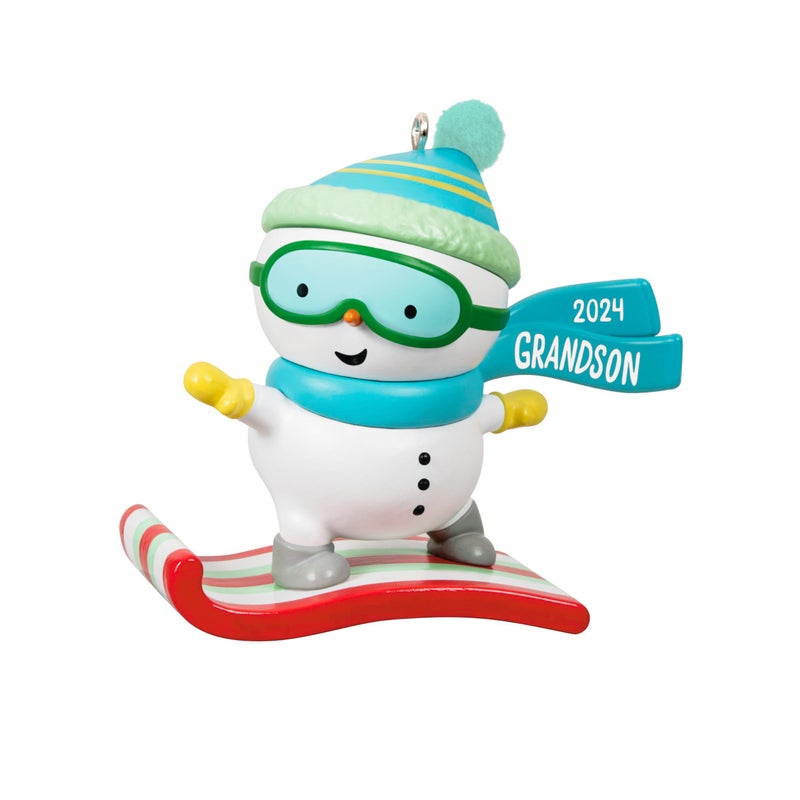 Hallmark Keepsake Christmas Ornament 2024 Grandson Snowboarding Snowman 2024 Family Gifts
