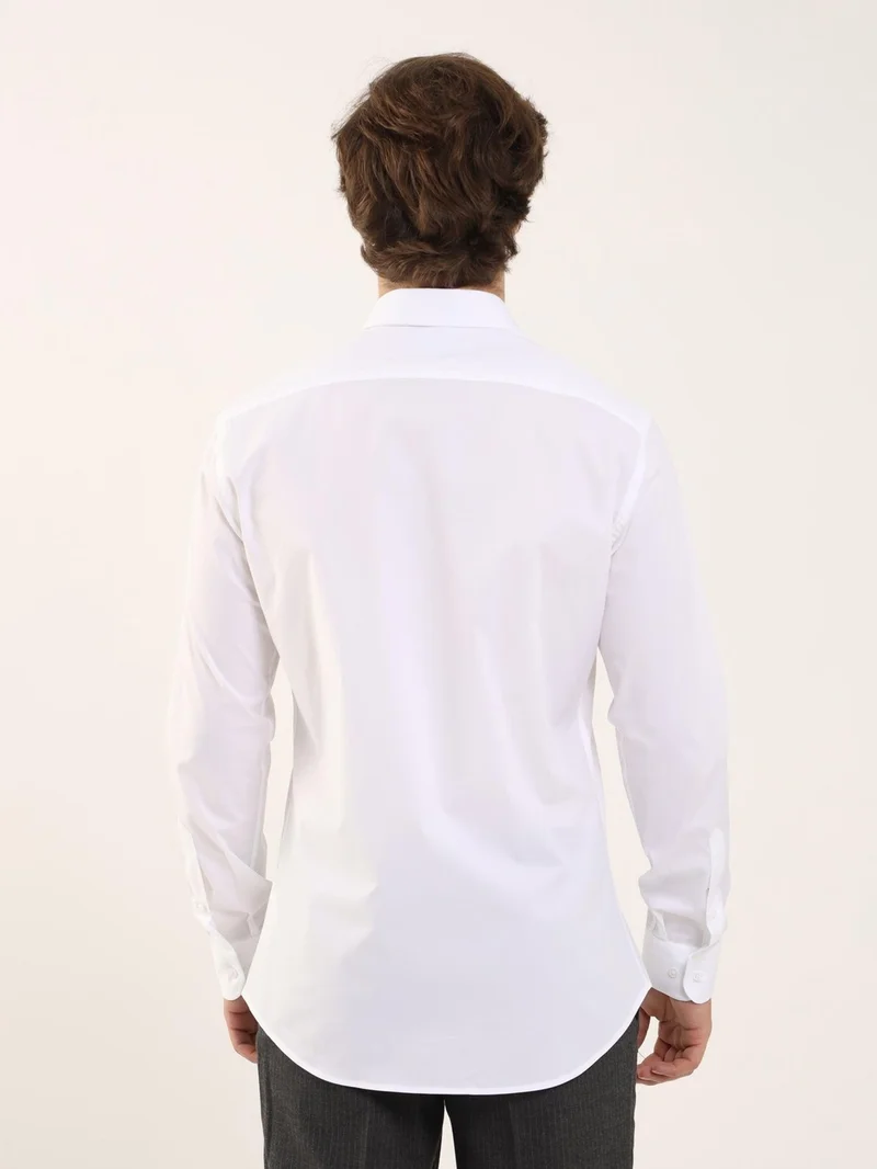 دوفي White Men's Slim Fit Classic Collar Long Sleeve Shirt