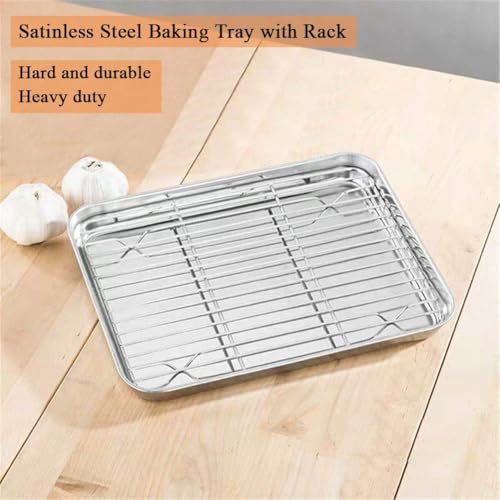 Kruvad Baking Pan and Cooling Rack Set – Stainless Steel Jelly Roll Pan with Nonstick Cooling Racks, Toaster Oven Tray & Rack Set, Half Sheet Metal Baking Tray for Cooking, Roasting, Dishwasher Safe - Image 5