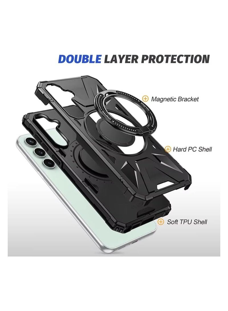 SHIELD EGYPT For Samsung Galaxy A35 Case Mag-Safe Magnetic Shockproof Phone Case with Ring Holder (Black)