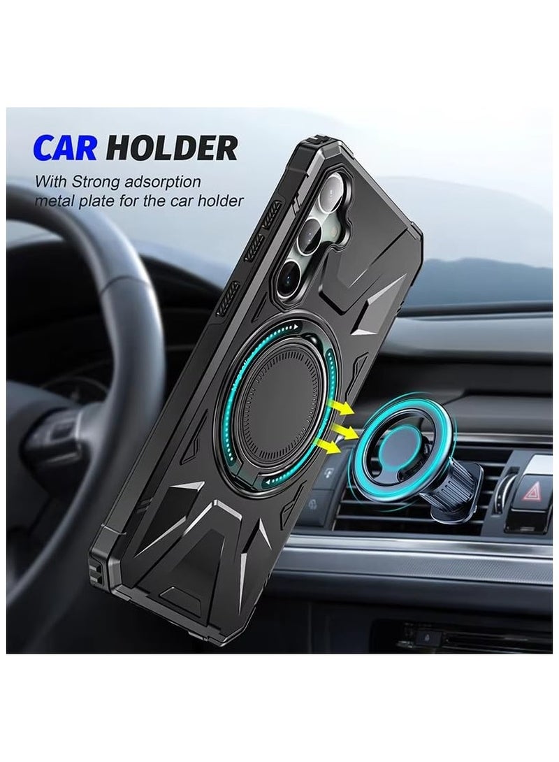 SHIELD EGYPT For Samsung Galaxy A35 Case Mag-Safe Magnetic Shockproof Phone Case with Ring Holder (Black)