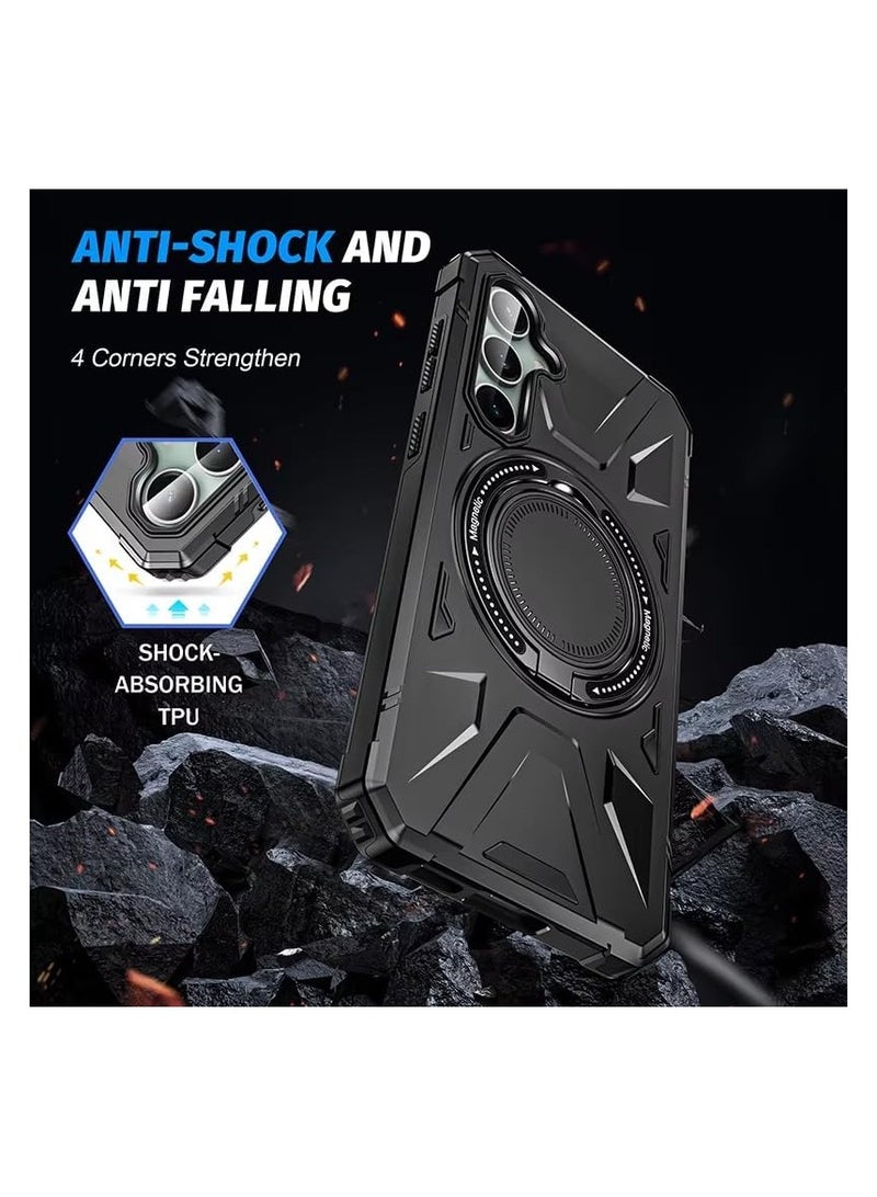 SHIELD EGYPT For Samsung Galaxy A35 Case Mag-Safe Magnetic Shockproof Phone Case with Ring Holder (Black)