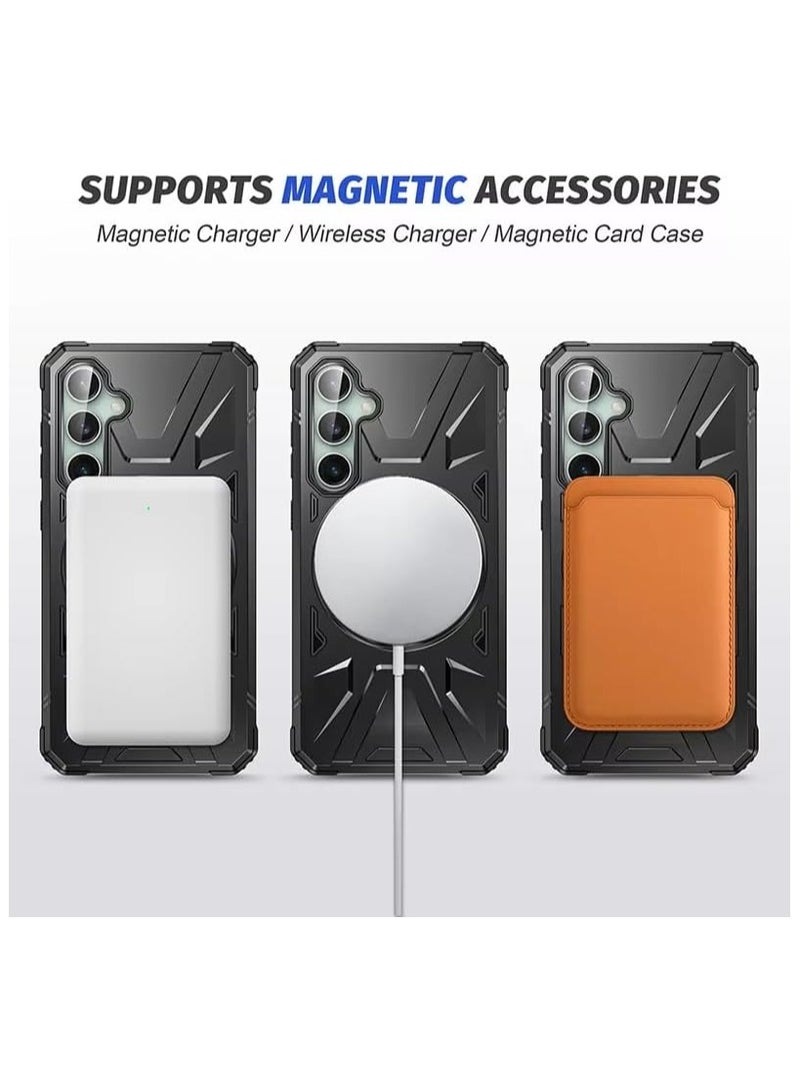 SHIELD EGYPT For Samsung Galaxy A35 Case Mag-Safe Magnetic Shockproof Phone Case with Ring Holder (Black)
