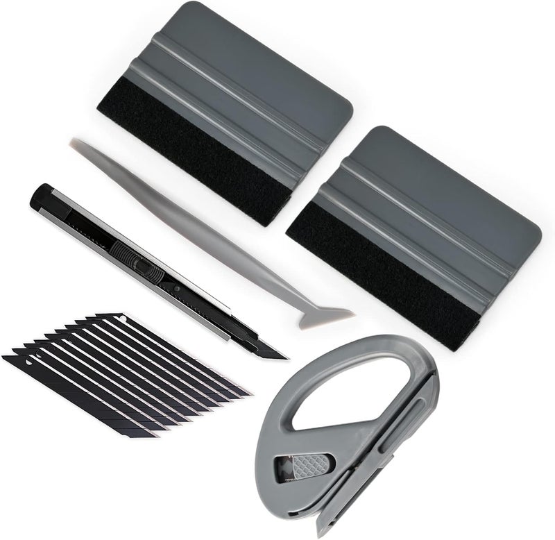 Gomake Vehicle Vinyl Wrap Window Tint Film Tool Kit Include 4 Inch Felt Squeegee, Retractable 9mm Utility Knife and Blades, Zippy Vinyl Cutter and Mini Go Corner Squeegee for Car Wrapping - Image 1