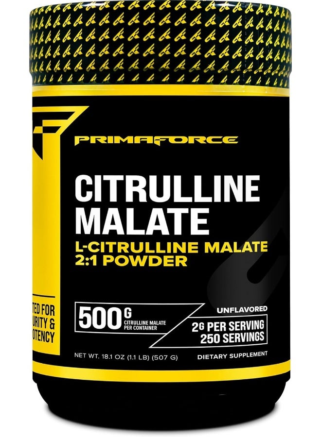 Primaforce مسحوق إل-سيترولين ماليت، مكمل غذائي غير منكه قبل التمرين، 500 جرام - Image 1