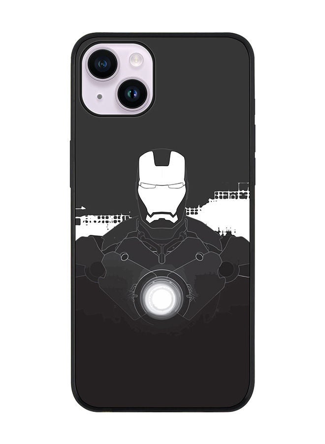 Stylizedd Rugged Black edge case for Apple iPhone 14 Slim fit Soft Case Flexible Rubber Edges Anti Drop TPU Gel Thin Cover - Iron Man Beam - Image 1