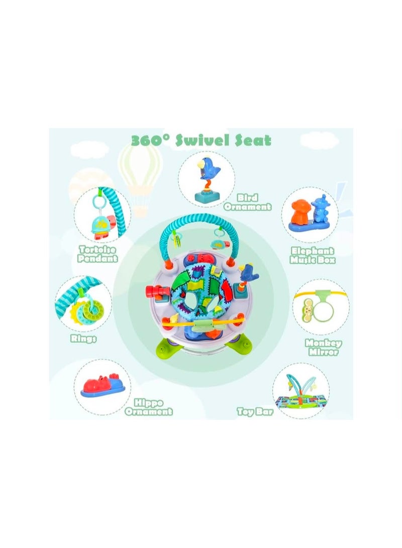 Baby Bouncer Activity Center, 4 in 1 Toddler Bouncing Activity Saucer & Playtime Mat & Activity Table, Toy Rack, 3 Adjustable Heights, Foldable Activity Center for Infant Boys Girls - Image 4